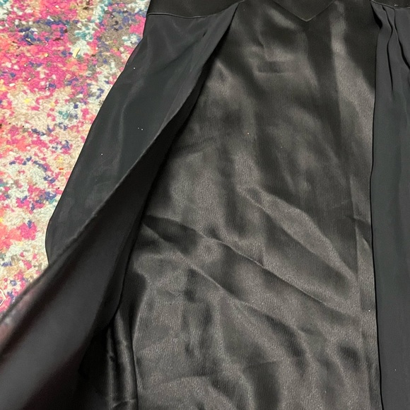 ABS Evening by Allen Swartz Black Chiffon and Satin Feel Vintage Style Dress - Picture 5 of 15